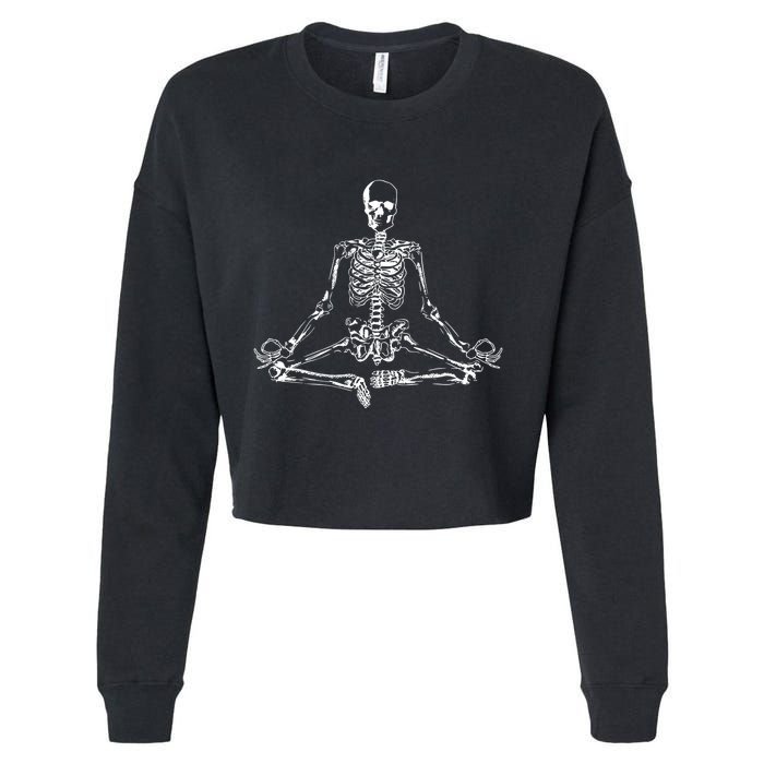 Meditating Skeleton Cropped Pullover Crew