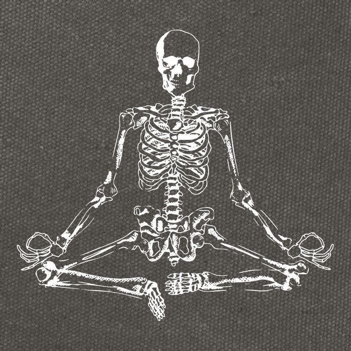 Meditating Skeleton Cotton Canvas Backpack