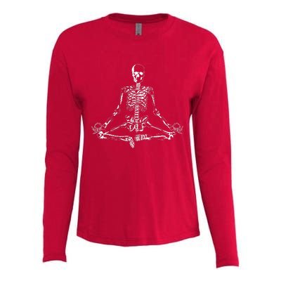 Meditating Skeleton Womens Cotton Relaxed Long Sleeve T-Shirt