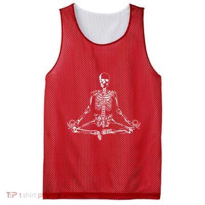 Meditating Skeleton Mesh Reversible Basketball Jersey Tank