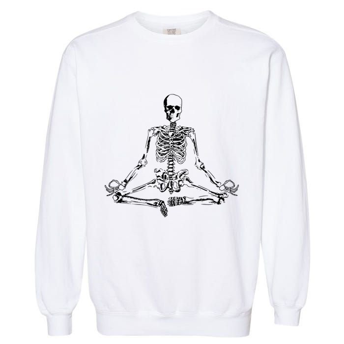 Meditating Skeleton Garment-Dyed Sweatshirt