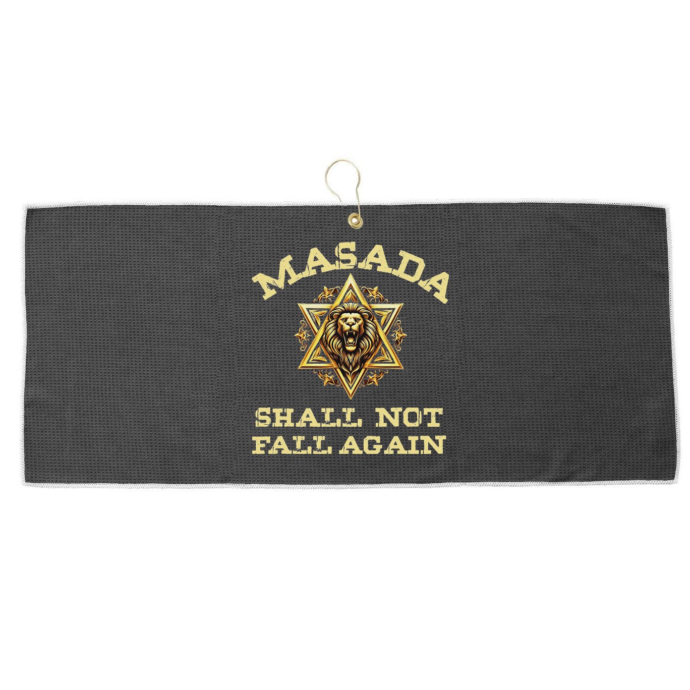 Masada Shall Not Fall Again Lion Judah Star Of David Israel Large Microfiber Waffle Golf Towel