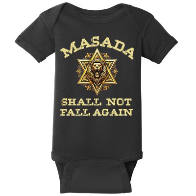 Masada Shall Not Fall Again Lion Judah Star Of David Israel Baby Bodysuit