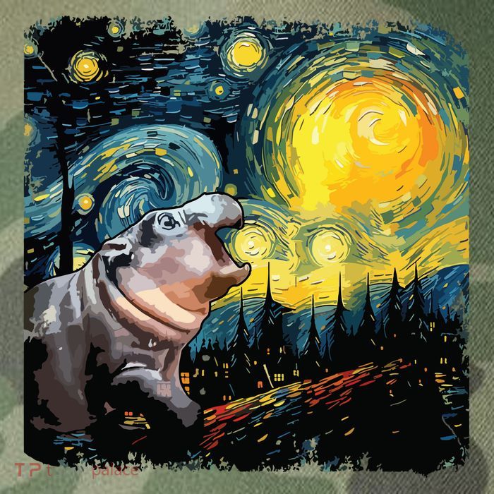 Moodeng Starry Night Van Gogh Funny Moodeng Meme Legacy Tie Dye Trucker Hat