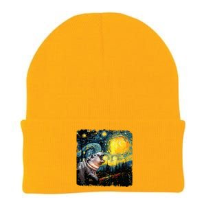 Moodeng Starry Night Van Gogh Funny Moodeng Meme Knit Cap Winter Beanie