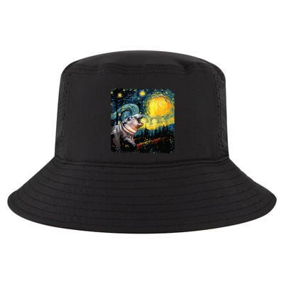 Moodeng Starry Night Van Gogh Funny Moodeng Meme Cool Comfort Performance Bucket Hat
