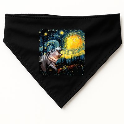 Moodeng Starry Night Van Gogh Funny Moodeng Meme USA-Made Doggie Bandana