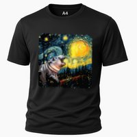 Moodeng Starry Night Van Gogh Funny Moodeng Meme Cooling Performance Crew T-Shirt