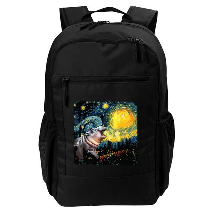 Moodeng Starry Night Van Gogh Funny Moodeng Meme Backpack