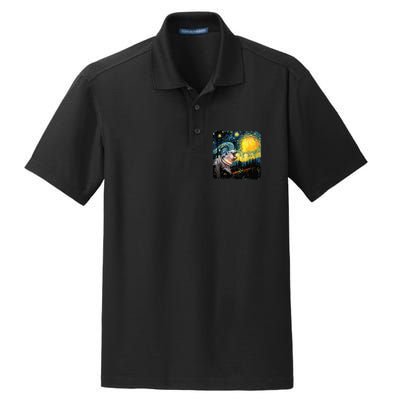 Moodeng Starry Night Van Gogh Funny Moodeng Meme Dry Zone Grid Polo