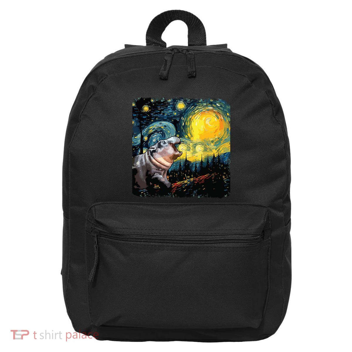 Moodeng Starry Night Van Gogh Funny Moodeng Meme 16 in Basic Backpack