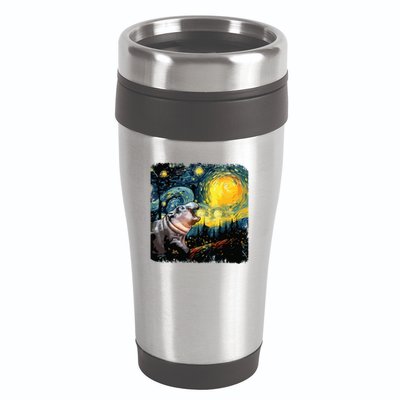 Moodeng Starry Night Van Gogh Funny Moodeng Meme 16oz Travel Tumbler