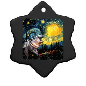 Moodeng Starry Night Van Gogh Funny Moodeng Meme Ceramic Star Ornament