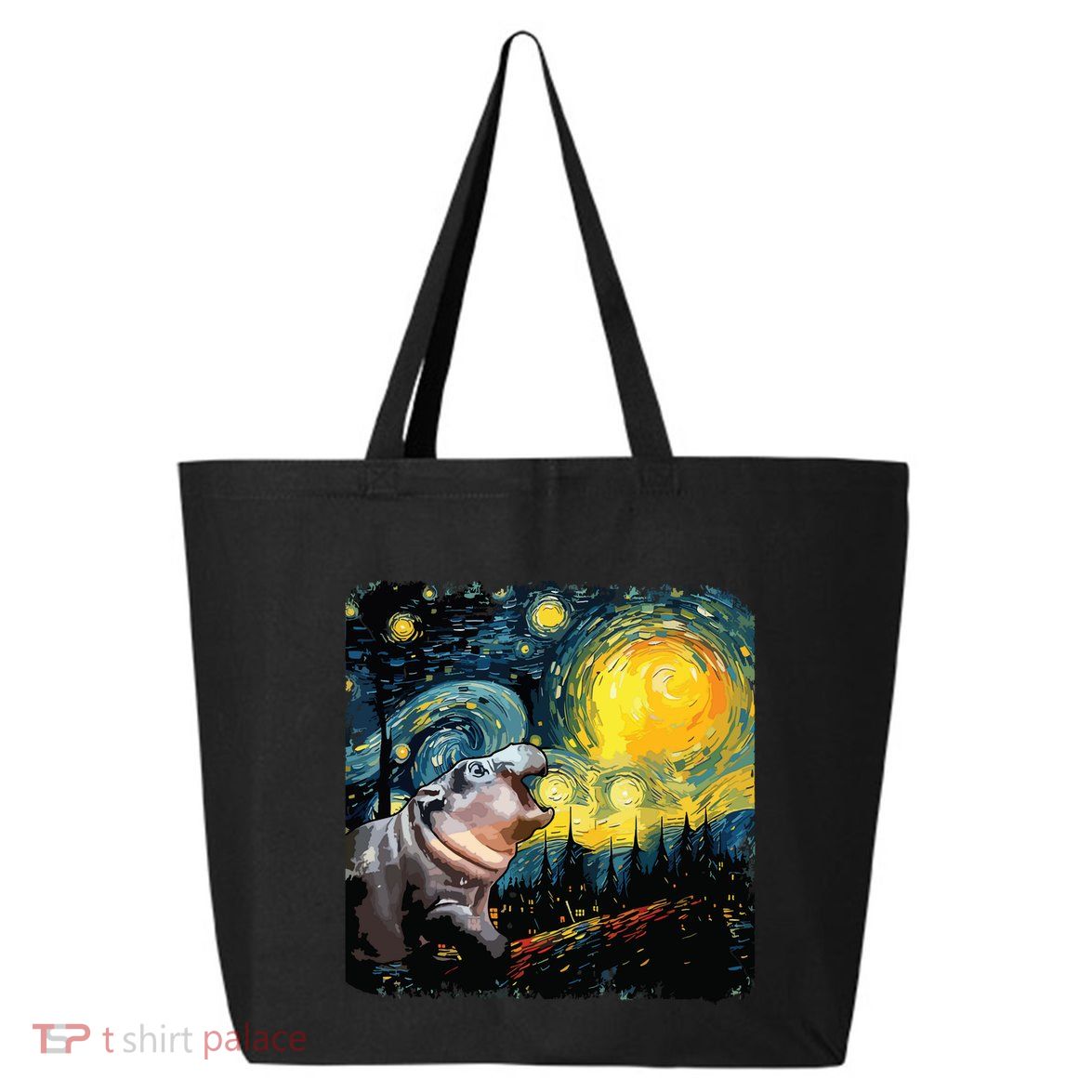 Moodeng Starry Night Van Gogh Funny Moodeng Meme 25L Jumbo Tote