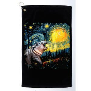 Moodeng Starry Night Van Gogh Funny Moodeng Meme Platinum Collection Golf Towel