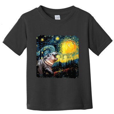 Moodeng Starry Night Van Gogh Funny Moodeng Meme Toddler T-Shirt