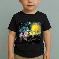 Moodeng Starry Night Van Gogh Funny Moodeng Meme Toddler T-Shirt