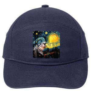 Moodeng Starry Night Van Gogh Funny Moodeng Meme 7-Panel Snapback Hat