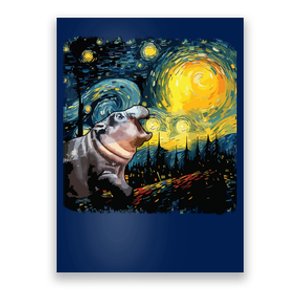 Moodeng Starry Night Van Gogh Funny Moodeng Meme Poster