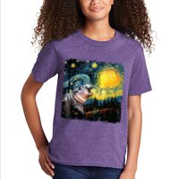 Moodeng Starry Night Van Gogh Funny Moodeng Meme Kids T-Shirt