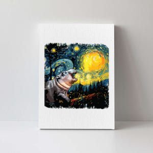 Moodeng Starry Night Van Gogh Funny Moodeng Meme Canvas