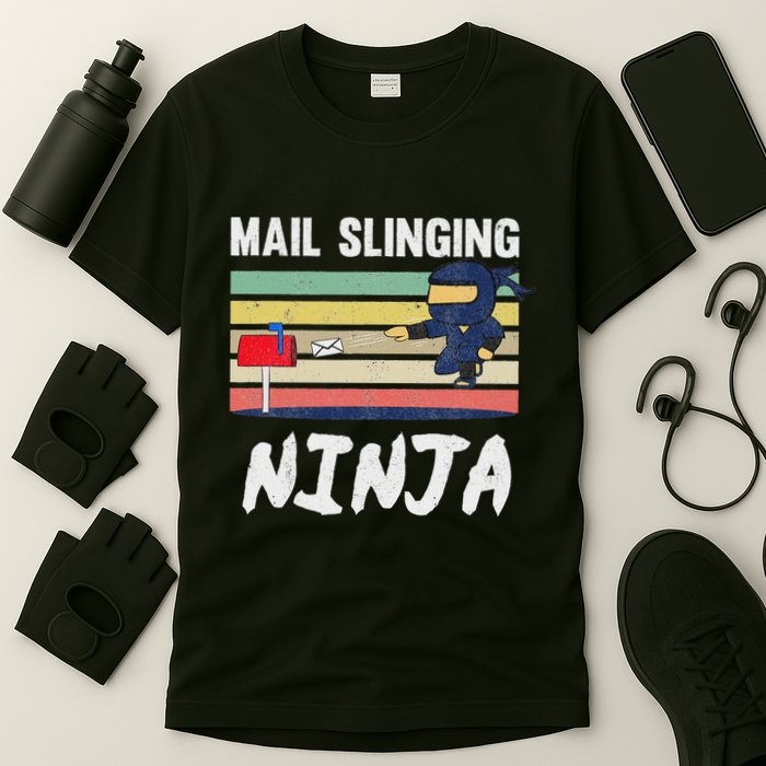 Mail Slinging Ninja Mailman Mail Carrier Retro Postman T-Shirt