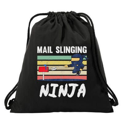 Mail Slinging Ninja Mailman Mail Carrier Retro Postman Drawstring Bag