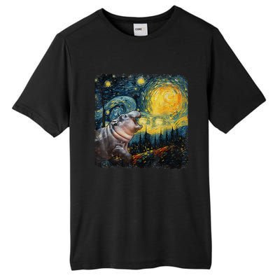 Moodeng Starry Night Van Gogh Funny Moodeng Meme Gift Tall Fusion ChromaSoft Performance T-Shirt