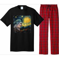 Moodeng Starry Night Van Gogh Funny Moodeng Meme Gift Pajama Set