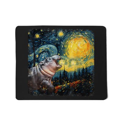 Moodeng Starry Night Van Gogh Funny Moodeng Meme Gift Mousepad