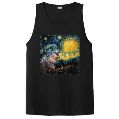 Moodeng Starry Night Van Gogh Funny Moodeng Meme Gift PosiCharge Competitor Tank