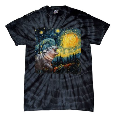 Moodeng Starry Night Van Gogh Funny Moodeng Meme Gift Tie-Dye T-Shirt