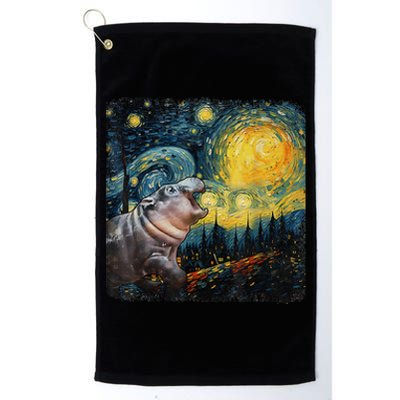 Moodeng Starry Night Van Gogh Funny Moodeng Meme Gift Platinum Collection Golf Towel