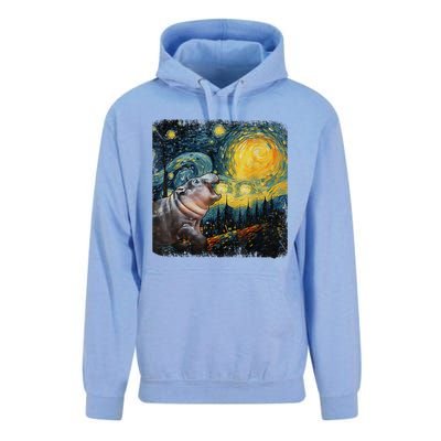 Moodeng Starry Night Van Gogh Funny Moodeng Meme Gift Unisex Surf Hoodie