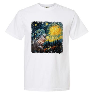 Moodeng Starry Night Van Gogh Funny Moodeng Meme Gift Garment-Dyed Heavyweight T-Shirt