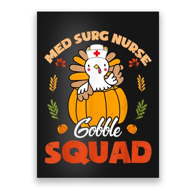 Med Surg Nurse Gobble Squad Turkey RN Thanksgiving Matching Poster