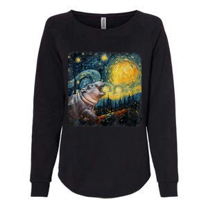 Moodeng Starry Night Van Gogh Funny Moodeng Meme Womens California Wash Sweatshirt