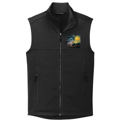 Moodeng Starry Night Van Gogh Funny Moodeng Meme Collective Smooth Fleece Vest