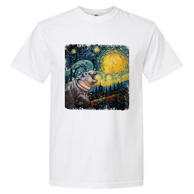 Moodeng Starry Night Van Gogh Funny Moodeng Meme Garment-Dyed Heavyweight T-Shirt