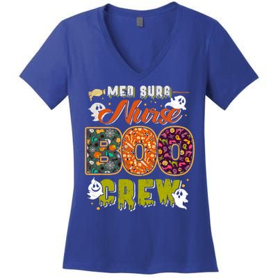 Med Surg Nurse Boo Crew Rn Squad Halloween Matching Gift Women's V-Neck T-Shirt