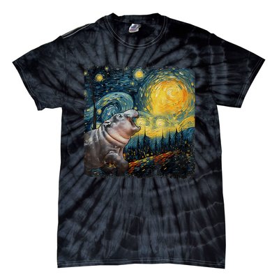 Moodeng Starry Night Van Gogh Funny Moo Eng Meme Tie-Dye T-Shirt