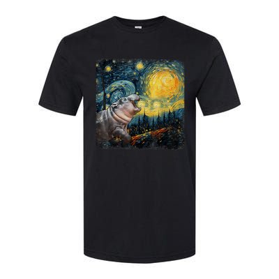 Moodeng Starry Night Van Gogh Funny Moo Eng Meme Softstyle CVC T-Shirt