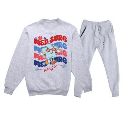 Med Surg Nurse Patriotic American 4th Of July Premium Crewneck Sweatsuit Set