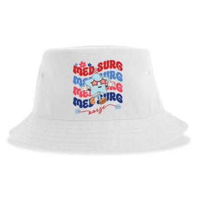 Med Surg Nurse Patriotic American 4th Of July Sustainable Bucket Hat