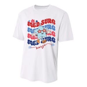 Med Surg Nurse Patriotic American 4th Of July Performance Sprint T-Shirt