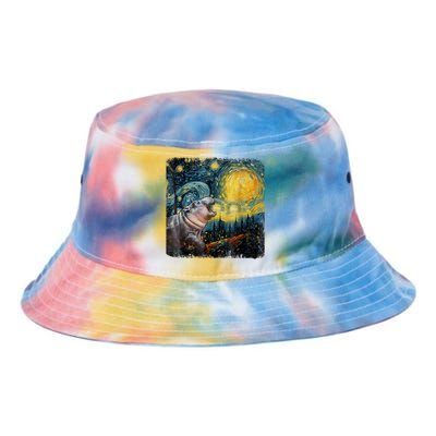 Moodeng Starry Night Van Gogh Funny Moodeng Meme Tie Dye Newport Bucket Hat