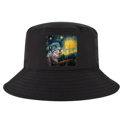 Moodeng Starry Night Van Gogh Funny Moodeng Meme Cool Comfort Performance Bucket Hat