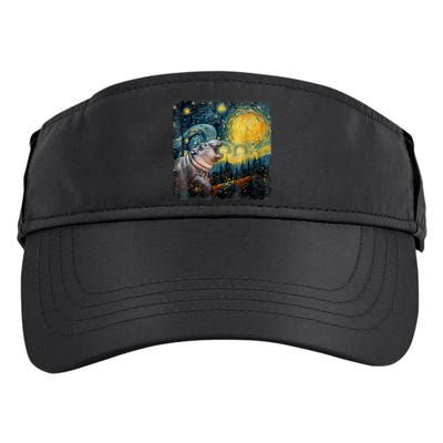 Moodeng Starry Night Van Gogh Funny Moodeng Meme Adult Drive Performance Visor