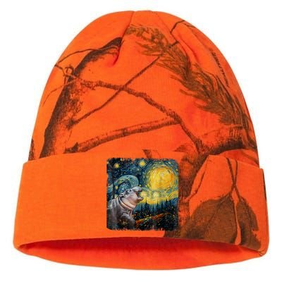 Moodeng Starry Night Van Gogh Funny Moodeng Meme Kati Licensed 12" Camo Beanie