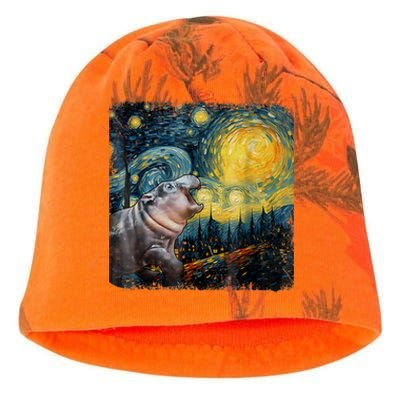 Moodeng Starry Night Van Gogh Funny Moodeng Meme Kati - Camo Knit Beanie